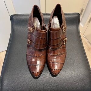 Ralph Lauren Croc ankle heeled booties